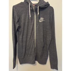 Nike Vintage Zip Up Hoodie Womens L Heather Gray Lightweight Athletic Running